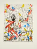 Friedemann Hahn, Ohne Titel, 1985, Farbradierung, überarbeitet auf Hahnemühle (Wasserzeichen)