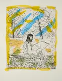 Friedemann Hahn, Ohne Titel, 1985, Radierung, handkoloriert auf Hahnemühle (Wasserzeichen)