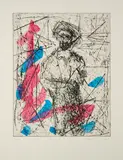 Friedemann Hahn, Ohne Titel, 1985, Radierung, handkoloriert auf Hahnemühle (Wasserzeichen)