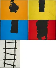 Martin Noël, Konvolut von 5 Druckgrafiken, 1996, Jeweils: Farbholzschnitt auf acrylbespachteltem Papier