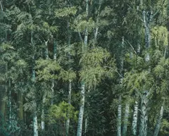 Alice Stepanek & Steven Maslin, Ohne Titel (Birkenwald), 1993, Öl auf Leinwand