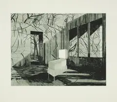 Matthias Weischer, Automat, 2005, Radierung auf Bütten