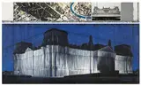 Wrapped Reichstag (Project for Berlin) by Christo und Jeanne-Claude, 1994, Kreide, Fotos und Stoff collagiert auf Karton, sold Jun 2025