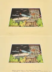 Ilya Kabakov, Über den Portikus, 1988, Jeweils: Farbserigrafie auf Velin