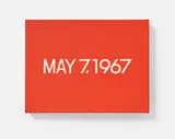 On Kawara, "MAY 7, 1967", 1967, Acryl auf Leinwand, mit beiliegender Zeitung "The New York Times" von Sonntag, den 7. Mai 1967, in originalem Karton