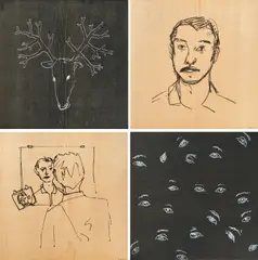 The Task of Solitary Man by Stephan Balkenhol, 2003, Jeweils: Farbserigrafie auf Ahornfunier, in Publikation mit grünem Leinenumschlag montiert, sold Oct 2024