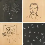 Stephan Balkenhol, The Task of Solitary Man, 2003, Jeweils: Farbserigrafie auf Ahornfunier, in Publikation mit grünem Leinenumschlag montiert