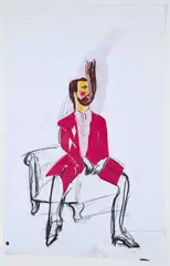 Ohne Titel by Erik van Lieshout, 2020, Kohle und Farboffsetdruck collagiert auf drei aneinandergefügten Bögen Velin, sold Sep 2024
