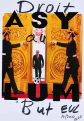 Droit au but by Erik van Lieshout, 2020, Collage und Faserstift Inkjet auf Kopierpapier, sold Jan 2025
