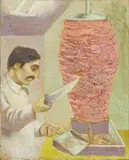 Nikolaus List, Ohne Titel (Döner), 1990, Öl auf Leinwand