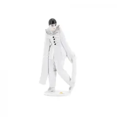 Figur eines traurigen Pierrots by Rosenthal, Porzellan, grauschwarz staffiert, sold Jan 2025