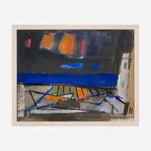 James Lechay, Urban Scene, gouache on paper