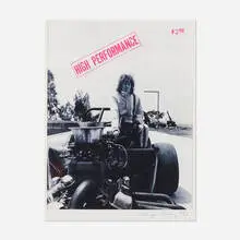 Suzanne Lacy, Cinderella in Dragster, High Performance Magazine, archival pigment print in colors