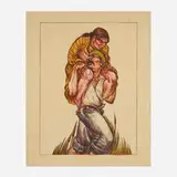 Luis Jiménez, Cruzando Rio Bravo, 1984, lithograph in colors
