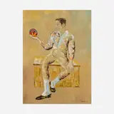 Man with a Ball by Leonardo Nierman, 1959, oil on canvas, sold Aug 2023