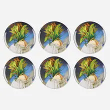 Ewa Juszkiewicz, Untitled, set of six plates, 2021, glazed porcelain