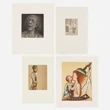 Gregory Gillespie, Four works from the Six Images Portfolio, soft ground etching with aquatint and engraving, hard ground etching, etching on archival paper, stone lithograph in colors