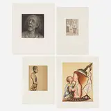Gregory Gillespie, Four works from the Six Images Portfolio, soft ground etching with aquatint and engraving, hard ground etching, etching on archival paper, stone lithograph in colors