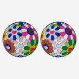 MOCA Flowerball chargers, set of two by Takashi Murakami, 2007, screenprint on acrylic, sold Aug 2023
