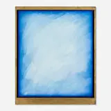 Eric Orr, Blue Window, 1986, oil on panel in gold leaf and lead-wrapped wood artist's frame