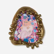 Ron Bearemy by The Haas Brothers, colored pencil on paper in cast bronze artist's frame, sold Jun 2023