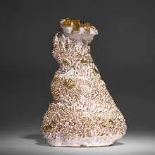 Accretion vase by The Haas Brothers, c. 2016, glazed earthenware, gold luster, sold Jun 2023