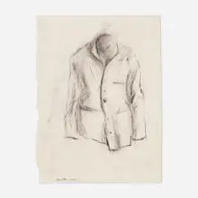 Tony Ousler, Jacket (source drawing for Fantastic Prayers), 2000, charcoal on paper, digital print, CD