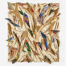 Charles Arnoldi, Mumbo Jumbo (diptych), 1986, acrylic and wood chunks on plywood