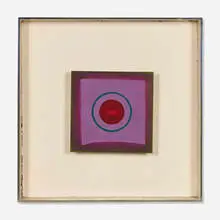 Untitled Miniature by Billy Al Bengston, 1959, oil on board in artist's frame, sold Jun 2023
