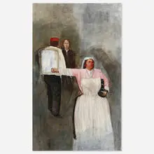Axel Geis, Frau mit ausegestrecktem, 2007, oil on canvas