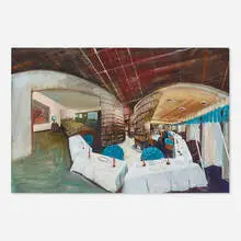 William Wegman, Bed and Breakfast, 2005, mixed media on wood panel