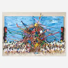 Devin Troy Strother, Stuntin' Like My Daddy, 2010, mixed media and paper collage on panel