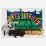 Devin Troy Strother, That National Geographic Shit: When Things Get Real in Africa, "Run Nigga Run!" Said James to Clare, 2013, mixed media collage on paper