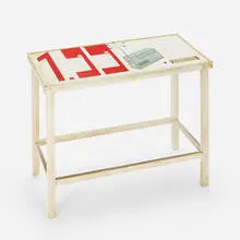 Barry McGee, Untitled, 2012, acrylic on wood table