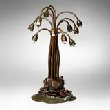 Tiffany Studios, Twelve-light Pond Lily lamp base, c. 1910, patinated bronze