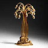 Eighteen-light Pond Lily lamp base by Tiffany Studios, c. 1910, acid-etched and gilt bronze, sold Apr 2025
