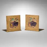 Inc. Louis C. Tiffany Furnaces, Bookends with rabbits and grapevines, pair