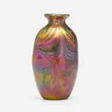 Early Cypriote Lava vase by Tiffany Studios, c. 1895-96, hand-blown Favrile glass, sold Apr 2025