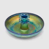 Leaf and Vine flower bowl and frog by Tiffany Studios, c. 1914-15, hand-blown Favrile glass, sold Apr 2025