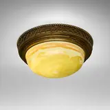 Early ceiling fixture by Tiffany Studios, c. 1900, hand-blown Favrile glass, patinated bronze, sold Apr 2025