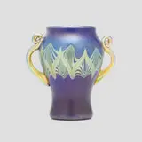 Byzantine vase with handles by Tiffany Studios, c. 1907-10, hand-blown Favrile glass, sold Apr 2025