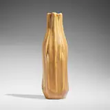 Rare Favrile Pottery vegetal form vase by Tiffany Studios, 1904-14, glazed earthenware, sold Apr 2025