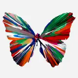 Butterfly Spin Painting by Damien Hirst, 2009, acrylic on paper, sold Mar 2025