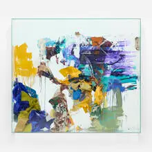 James Hyde, List, 1998, acrylic and mixed media collage in glass case