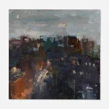 Stuart Shils, Roxborough Nocturn, 1997, oil on paper laid to panel