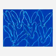 Hunt Slonem, Blue Diamond Dust Bunny, 2017, acrylic, resin and diamond dust on canvas