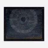 Joy Feasley, Moon, 2016, resin, glitter, flashe on panel in artist's frame