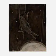 Donkey on a Swing by Marvin Israel, c. 1978, charcoal on paper, sold Mar 2025