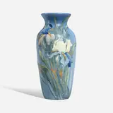 Hudson vase with large irises by Hester Pillsbury for Weller Pottery, sold Mar 2023