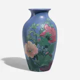 L. Morris for Weller Pottery, Hudson vase with hollyhocks